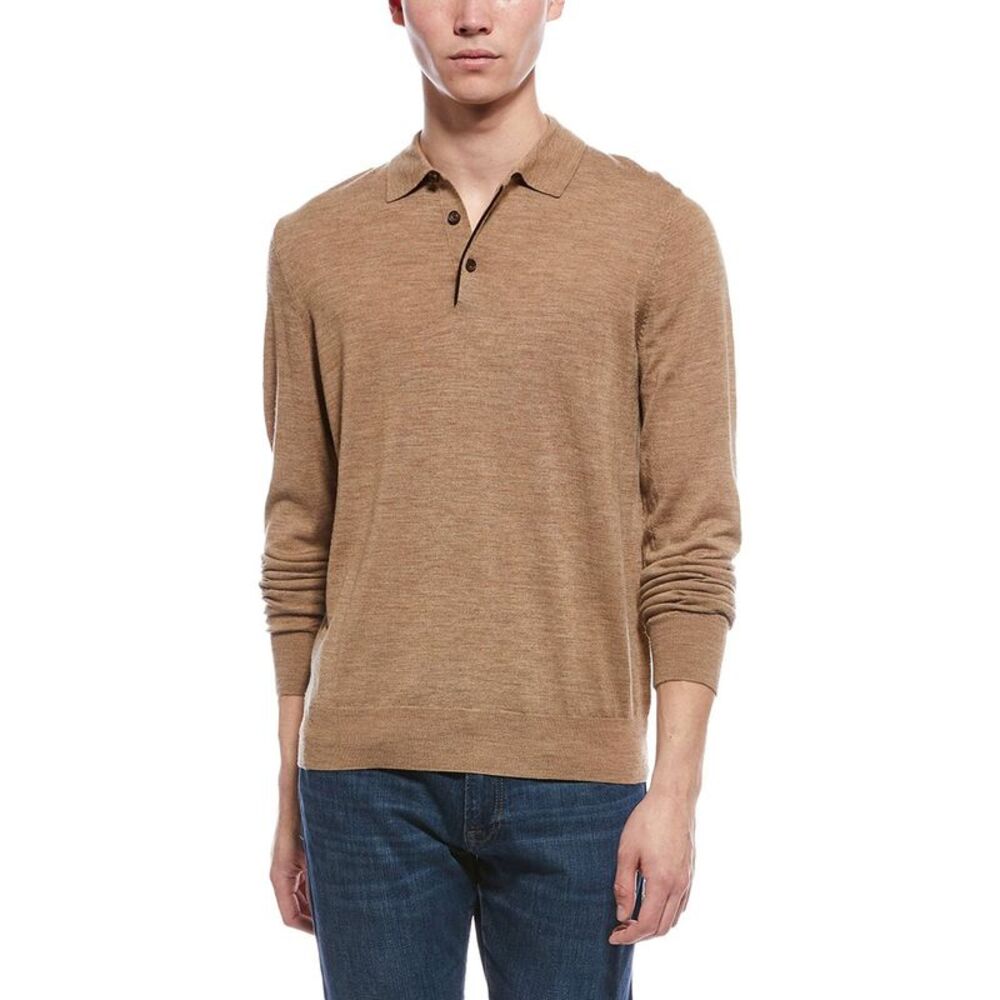 Bruno Magli Mens  Wool Polo Sweater, Brown